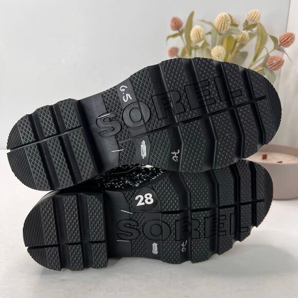 Sorel Lennox Leather Textile Shearling Lug Sole WP Boot Black Women 5.5 NWOB - Picture 8 of 9